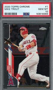 mike trout 2020 topps chrome baseball card #1 graded psa 10 gem mint