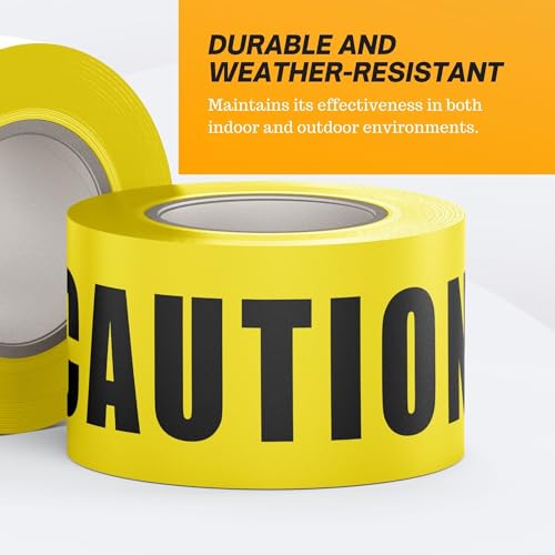 Performore Caution Tape, 3" x1000 Ft Yellow Barricade Caution Tape Roll, High Visibility, Tear Waterproof Resistant Non Adhesive Safety Tape for Danger Hazardous Construction Areas or Crime Scene