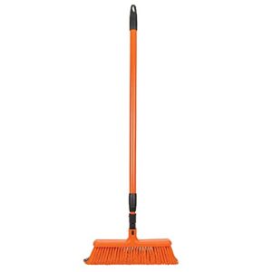 Tiger Jaw TJB Sweeper Raker Tool is a Multipurpose Adjustable Handle All-in-One Broom and Rake Designed with 11.5 inches Wide of Curved bristles to Push Like a Push Broom or Pull Like a rake