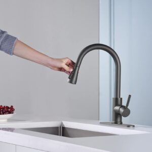 Kitchen Sink Faucet, Pull Down Kitchen Faucet, Single Handle Kitchen Sink Faucet, Sink Faucet, Matte Black, Kablle, B12