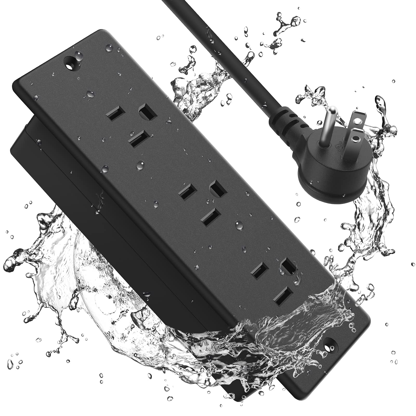 Conference Recessed Power Strip Socket Waterproof,Conference Table Power Strip,Waterproof Furniture Recessed Power Strip,Flush Mount Power Strip with 3 Outlets,6ft Extension Cord with Flat Plug