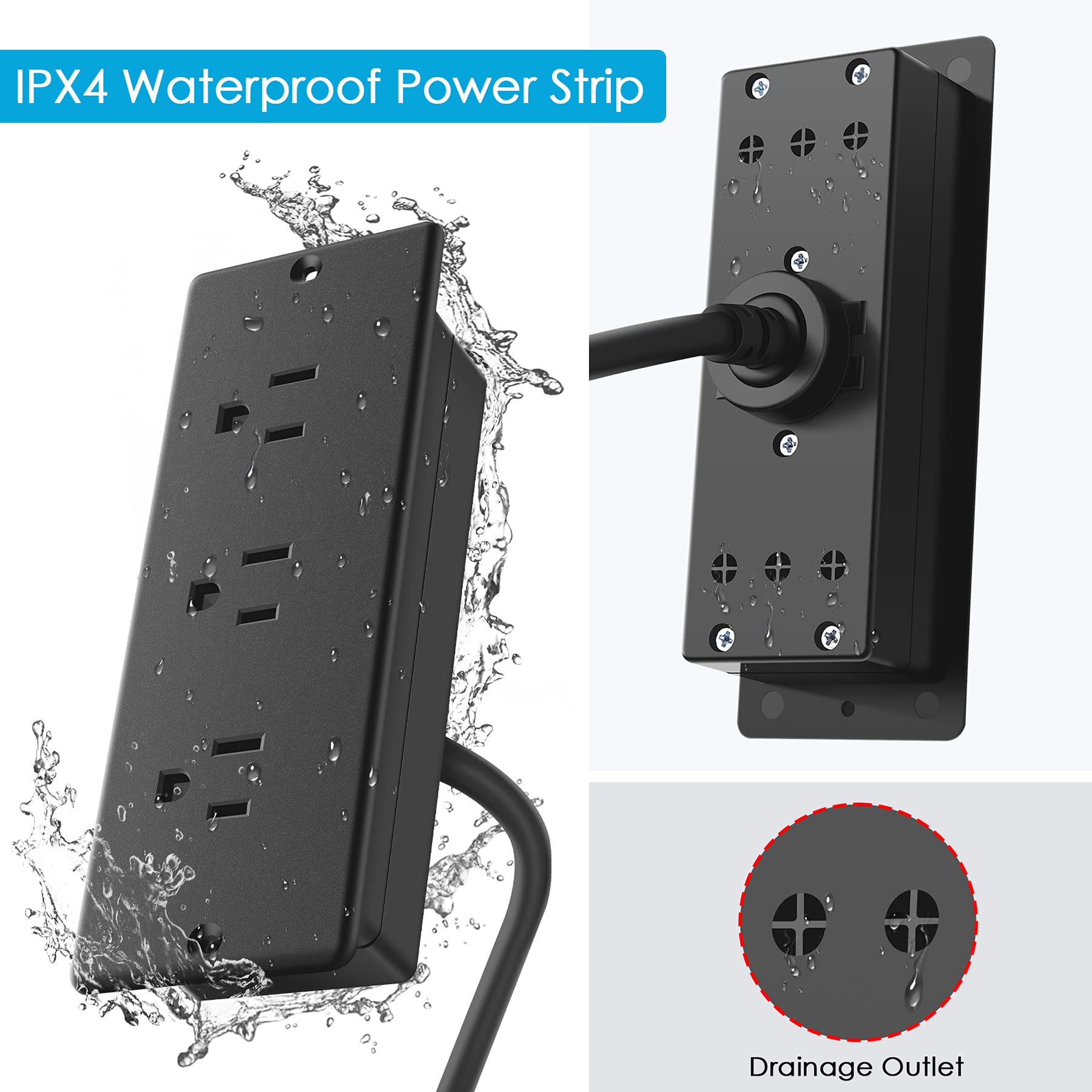 Conference Recessed Power Strip Socket Waterproof,Conference Table Power Strip,Waterproof Furniture Recessed Power Strip,Flush Mount Power Strip with 3 Outlets,6ft Extension Cord with Flat Plug