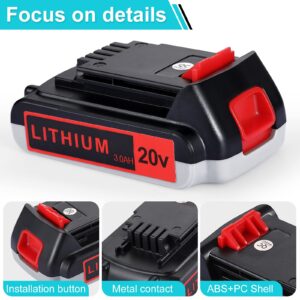 orstaimer 2Packs 3.0Ah 20v Compatible with Black and Decker 20V Lithium Battery LB20 LBX20 LBXR2020-OPE LBXR20B-2 LB2X4020 LST220 Battery