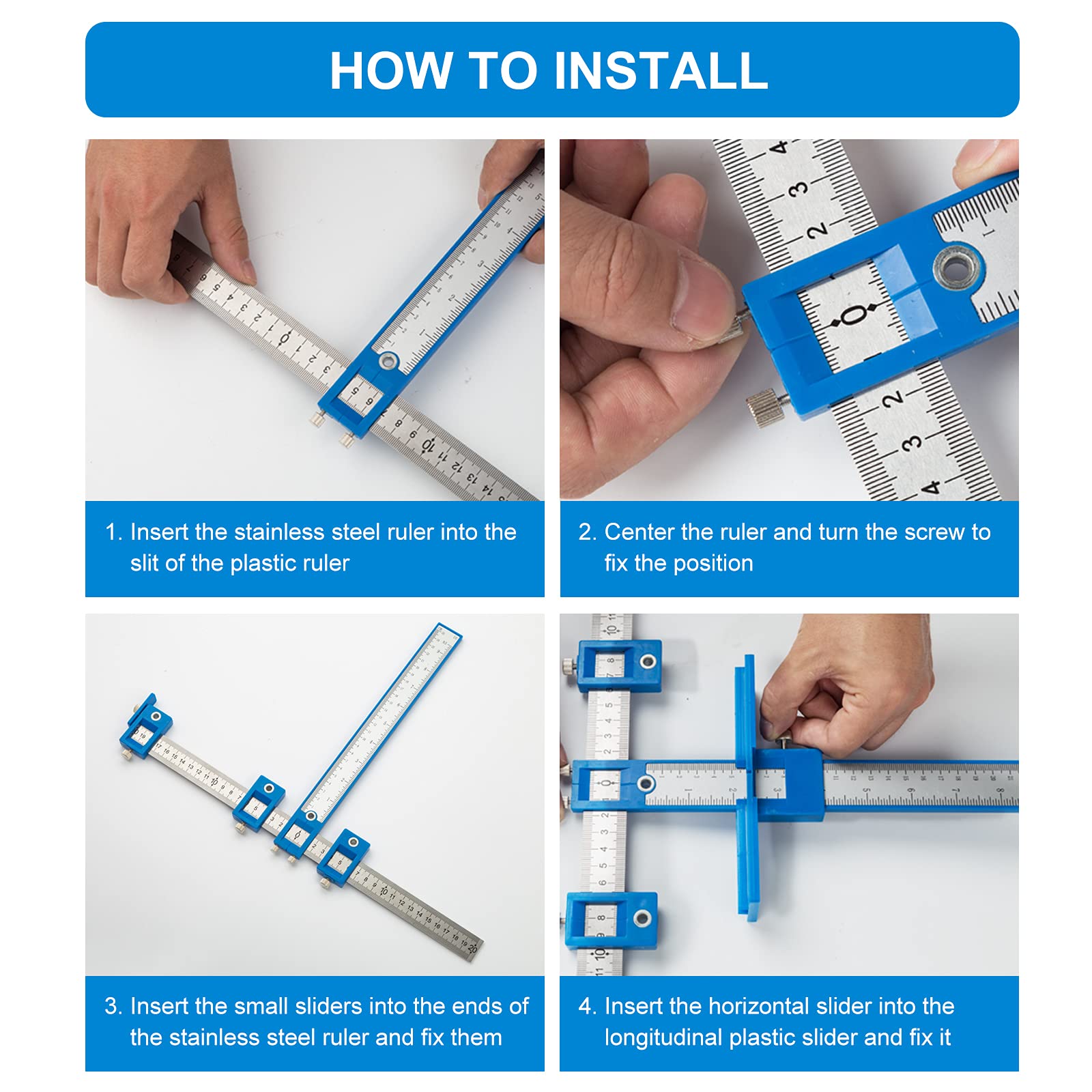 Cabinet Hardware Jig, Punch Locator Drill Guide,Wood Drilling Dowelling Guide for Installation of Handles Knobs on Doors and Drawer, Cabinet Template Tool for Handles and Pulls