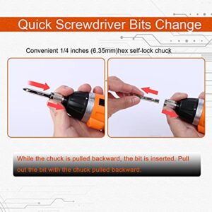 Tulroom Power Screwdriver Electric Screwdriver 3.6V 2000mAh Electric Screwdriver Rechargeable, Adjustable Position Handle, 31pcs Screwdriver Bits 6+1 Torque Setting Front&Rear Light