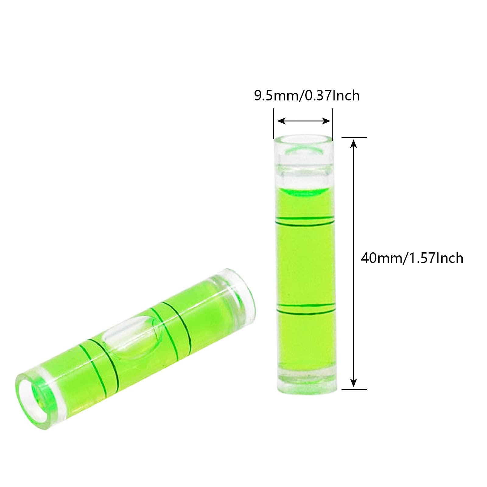 9.5X40mm Cylindrical Plastic Bubble Level Vial Small Bubble Level Wall Mount Mini Level (10Pcs )