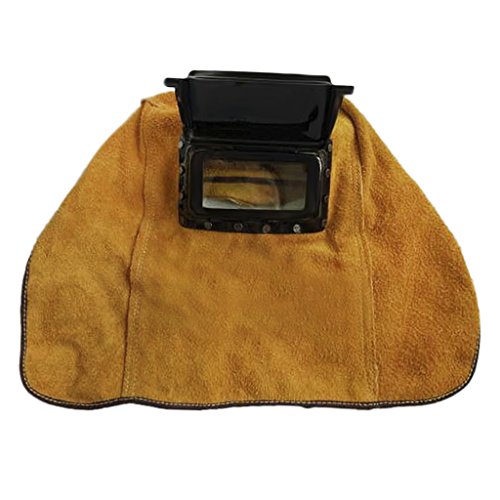 Welding Hood Welders Hat Breathable Leather Grinding Welder Cover Cap Anti-dust Welder with Lens Glasses Flame Welder Head Neck Cover Cap Hat Heat Resistant Heat Protection Cap