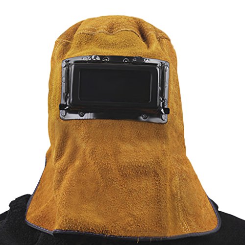 Welding Hood Welders Hat Breathable Leather Grinding Welder Cover Cap Anti-dust Welder with Lens Glasses Flame Welder Head Neck Cover Cap Hat Heat Resistant Heat Protection Cap