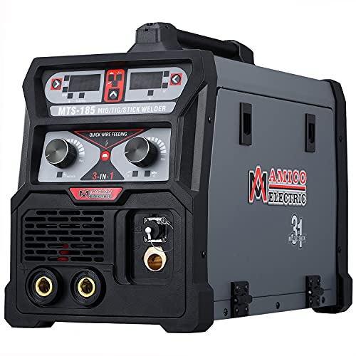 AMICO MTS-185, 185 Amp MIG/MAG/Lift-TIG/Stick Arc DC Welder, 3-in-1 Multifunction, Spool Gun Weld Aluminum-SPG15180