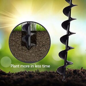 32" x 2" Extended Length Garden Auger Drill Bit for Planting Bulb & Bedding Plant Auger 100% Solid Barrel-No Need to Squat Post Hole Digger for 3/8" Hex Drive Drill- Earth Auger Bulb Planter Tool