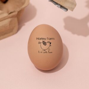 stamp by me | egg stamp | chicken egg wooden stamps | personalized rubber stamper for fresh eggs | custom stamping | egg labels | farm stamp | self inking | black ink | unique designs| mini logo stamp