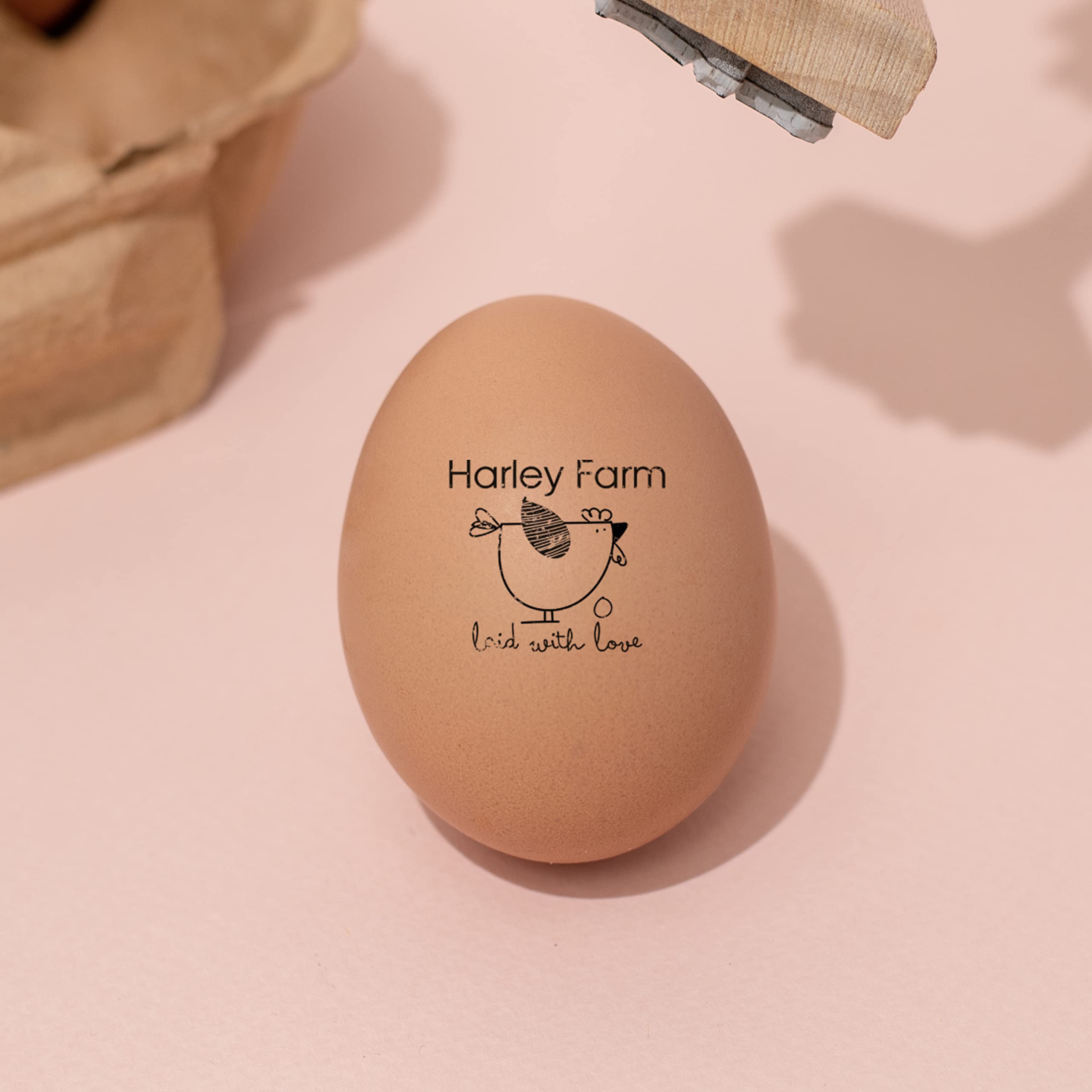 Stamp by Me | Egg Stamp | Chicken Egg Wooden Stamps | Personalized Rubber Stamper for Fresh Eggs | Custom Stamping | Egg Labels | Farm Stamp | Self Inking | Black Ink | Unique Designs| Mini Logo Stamp