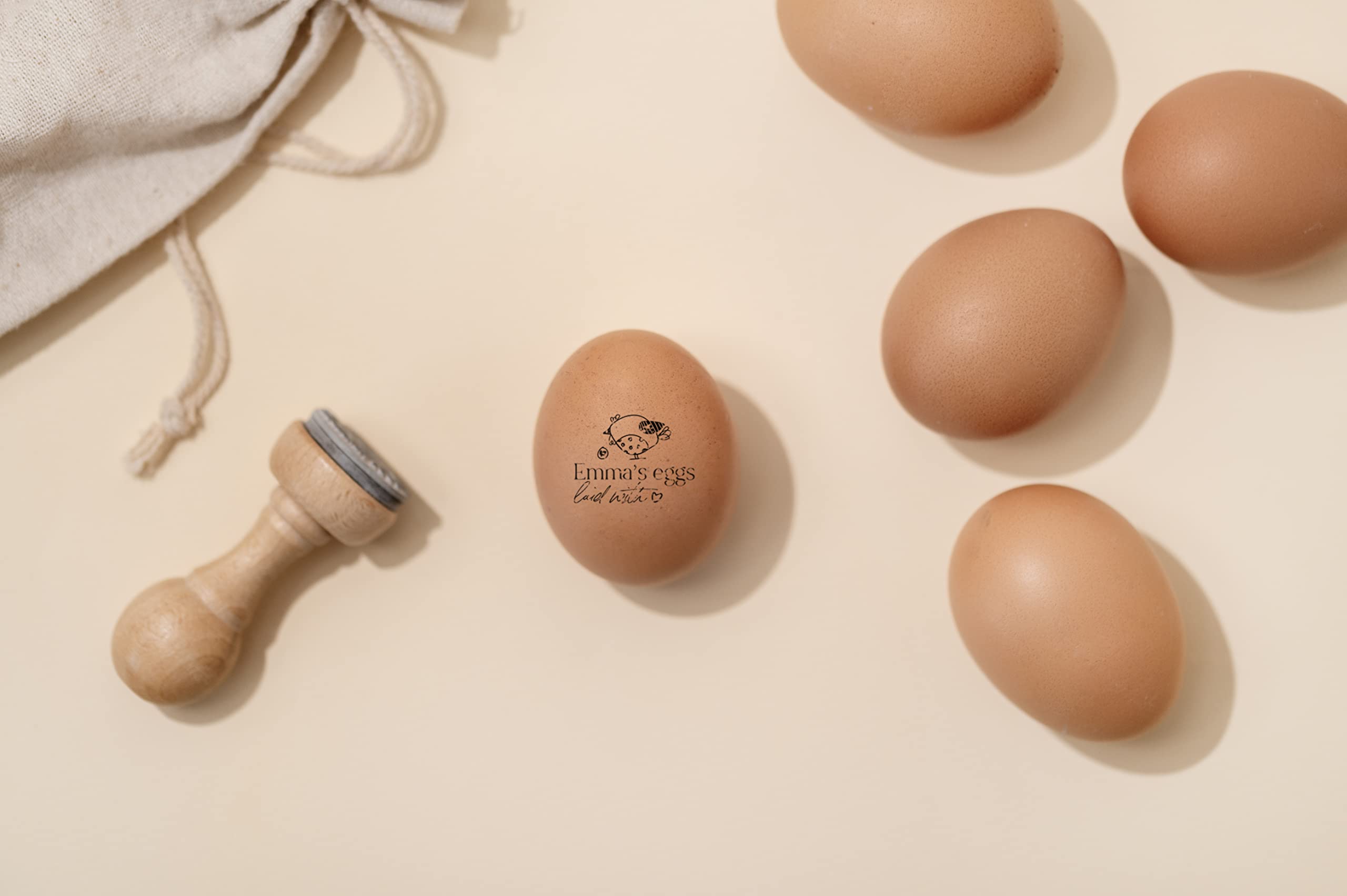 Stamp by Me | Egg Stamp | Chicken Egg Wooden Stamps | Personalized Rubber Stamper for Fresh Eggs | Custom Stamping | Egg Labels | Farm Stamp | Self Inking | Black Ink | Unique Designs| Mini Logo Stamp