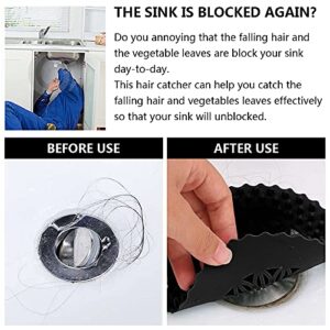 Hair Catcher, Drain Hair Catcher, Shower Drain Hair Catcher, Silicone Hair Stopper, Strainer Drain Protector, Plastic Drain Protector, Suited for Kitchen Bathroom Bathtub Sink, 2 Pcs (Black)