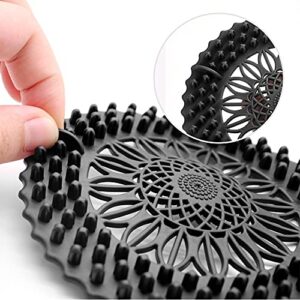 Hair Catcher, Drain Hair Catcher, Shower Drain Hair Catcher, Silicone Hair Stopper, Strainer Drain Protector, Plastic Drain Protector, Suited for Kitchen Bathroom Bathtub Sink, 2 Pcs (Black)