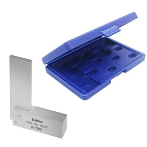 machinist square, 2.48"x1.57" precision square, wide seat square, l-type carbon steel right angle engineering ruler tool for woodworking (63 x 40mm)