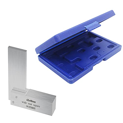 Machinist Square, 2.48"x1.57" Precision Square, Wide Seat Square, L-Type Carbon Steel Right Angle Engineering Ruler Tool for Woodworking (63 x 40mm)