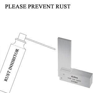 Machinist Square, 2.48"x1.57" Precision Square, Wide Seat Square, L-Type Carbon Steel Right Angle Engineering Ruler Tool for Woodworking (63 x 40mm)