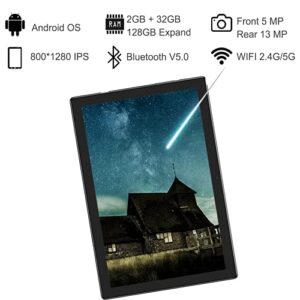 Android Tablet 10 Inch, 2GB RAM 32GB ROM Octa-Core Processor, Expandable Storage 128GB, IPS HD Display 6000mAh Battery, 5MP + 13MP Dual Cameras, WiFi Bluetooth Google Gaming Tablets