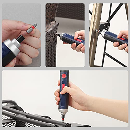 4V Cordless Electric Screwdriver with 4 Torques Small portable power screwdriver kit,2Ah Li-ion available for USB charging,with LED Work Light for the repair of appliances, furniture