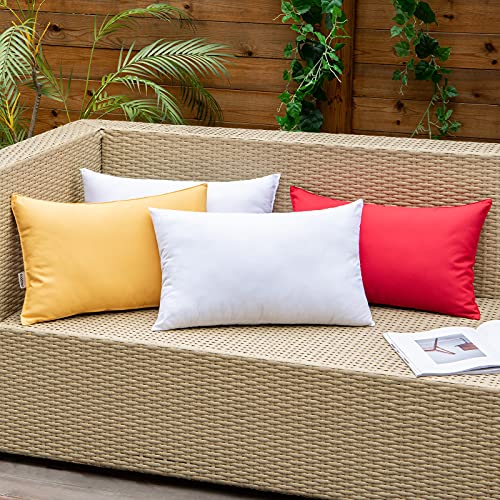 EMEMA 1 Piece Outdoor Pillow Inserts Waterproof Throw Pillow Premium Fluffy Decorative Cushion Rectangle Inner Soft for Patio Furniture Garden Sleeping Bed Couch Sofa Bedroom 12x20 Inch 30x50 cm