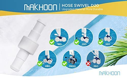 Makhoon D20 Hose Swivel with D15 Hose Nut Compatible with Zodiac Polaris 280, 380, 180 Pool Cleaner Hose Swivel,Pool Cleaner Replacement Parts