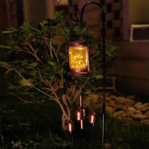 ZYLiWoo-Solar Wind Chime, Mason jar Chime Light,Hanging Chimes, Memorial Chimes Outdoor Waterproof, Suitable for Garden, Terrace and Courtyard Corridor Decoration