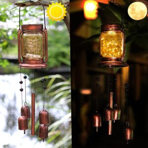 ZYLiWoo-Solar Wind Chime, Mason jar Chime Light,Hanging Chimes, Memorial Chimes Outdoor Waterproof, Suitable for Garden, Terrace and Courtyard Corridor Decoration