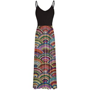 Women's Summer Casual Sexy Sleeveless Backless Printed Halter Maxi Long Dress with Pockets(Multicolor, L)