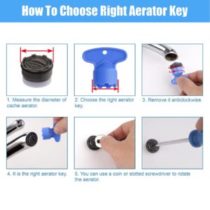 12 Pcs Cache Aerator, 5 Sizes Faucet Aerator Key Removal Wrench, Replacement Cache Aerator for Sink M16.5 18.5 21.5 24 mm Tap Aerators Flow Restrictor