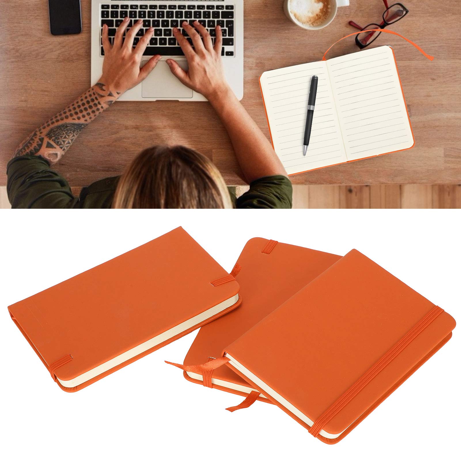 VINGVO Notebook, Eye Protection Hardcover Notepad Environmentally Friendly Ink Paper for Diary for Gratitude Diary for Writing for Office Notes(Orange)