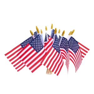 12 pcs small american flags on stick,4th of july outdoor decor small us flags mini american 4''x6'' flag, fourth of july american flags for outside,mini flags for outside patriotic holiday yard patio