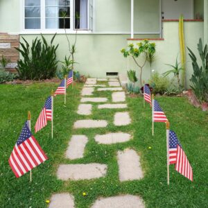 12 Pcs Small American Flags on Stick,4th of July Outdoor Decor Small US Flags Mini American 4''x6'' Flag, Fourth of July American Flags for Outside,Mini Flags for Outside Patriotic Holiday Yard Patio