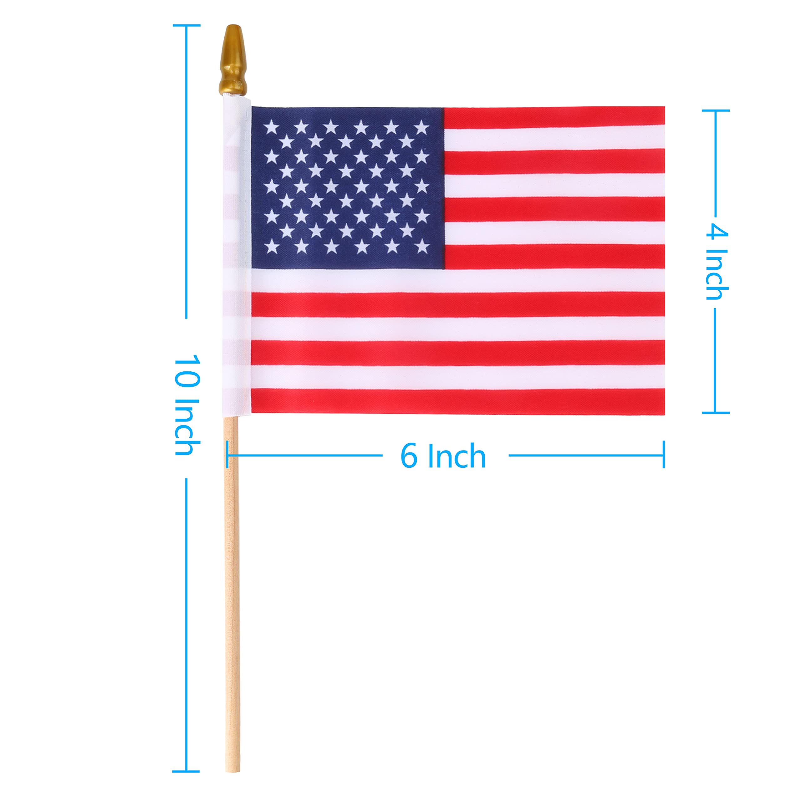 12 Pcs Small American Flags on Stick,4th of July Outdoor Decor Small US Flags Mini American 4''x6'' Flag, Fourth of July American Flags for Outside,Mini Flags for Outside Patriotic Holiday Yard Patio