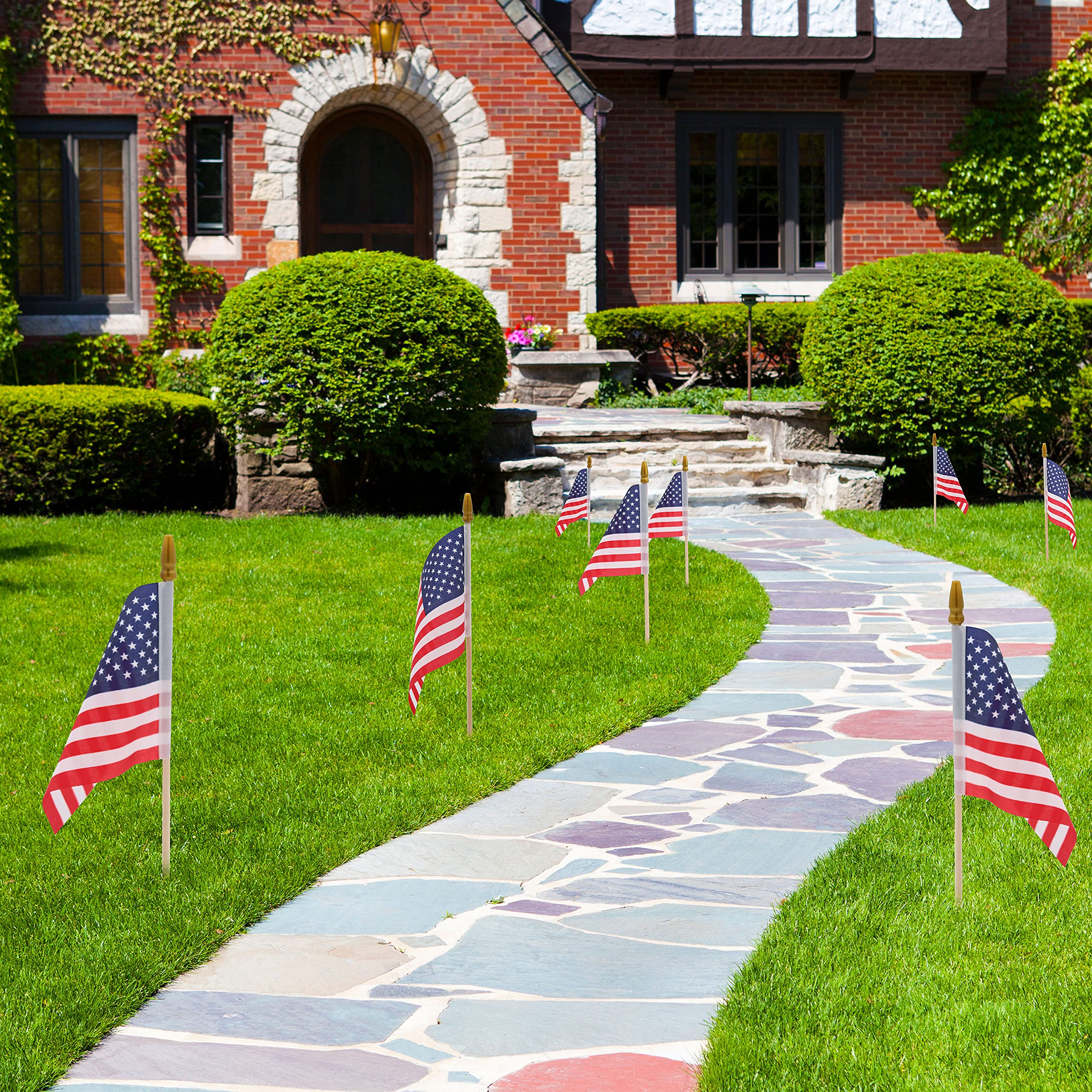 12 Pcs Small American Flags on Stick,4th of July Outdoor Decor Small US Flags Mini American 4''x6'' Flag, Fourth of July American Flags for Outside,Mini Flags for Outside Patriotic Holiday Yard Patio