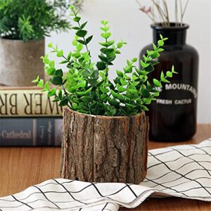 QIANSHENG Wooden Flower Vase Succulent Planter Pots Decorative Tree Stump Shape Flower Pot Round Bark Basket Bonsai Pots for Indoor Outdoor Home Garden Decor