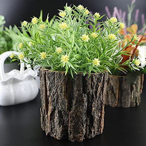 QIANSHENG Wooden Flower Vase Succulent Planter Pots Decorative Tree Stump Shape Flower Pot Round Bark Basket Bonsai Pots for Indoor Outdoor Home Garden Decor