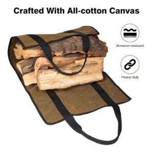 GASPRO 2 Pieces Firewood Accessories - 8FT Firewood Log Rack with Cover and 40 x 18inch Canvas Wood Carrying Bag