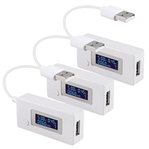 aceirmc 3pcs usb volatage/amps power meter, tester multimeter test speed of charger, cables, computer, power bank (usb white)