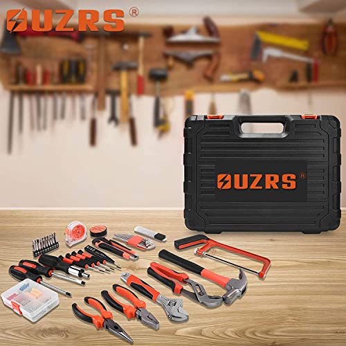 100-Piece Tool Set, OUZRS Home Repair Tool Set Household Hand Tool Kit For DIY and Quick Repairs, with Plastic Toolbox Storage Case