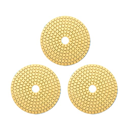 Auniwaig Diamond Polishing Pads 4 inch Wet Polishing Set,50 Grit Pads for Granite Stone Concrete Marble Floor Grinder or Polisher 3pcs