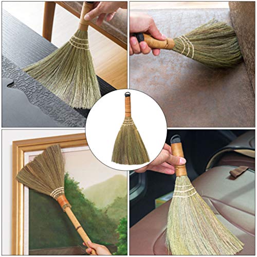 Mini Straw Broom 2pcs Grass Broom Short Handle Cleaning Broom Dust Removal Broom Countertop Cleaning Sweeping Broom Duster for Home Whisk Hand Broom