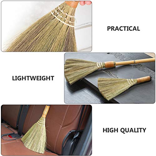 Mini Straw Broom 2pcs Grass Broom Short Handle Cleaning Broom Dust Removal Broom Countertop Cleaning Sweeping Broom Duster for Home Whisk Hand Broom