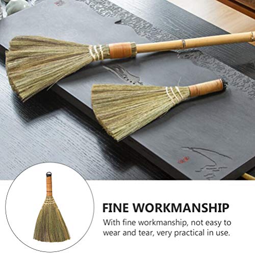 Mini Straw Broom 2pcs Grass Broom Short Handle Cleaning Broom Dust Removal Broom Countertop Cleaning Sweeping Broom Duster for Home Whisk Hand Broom