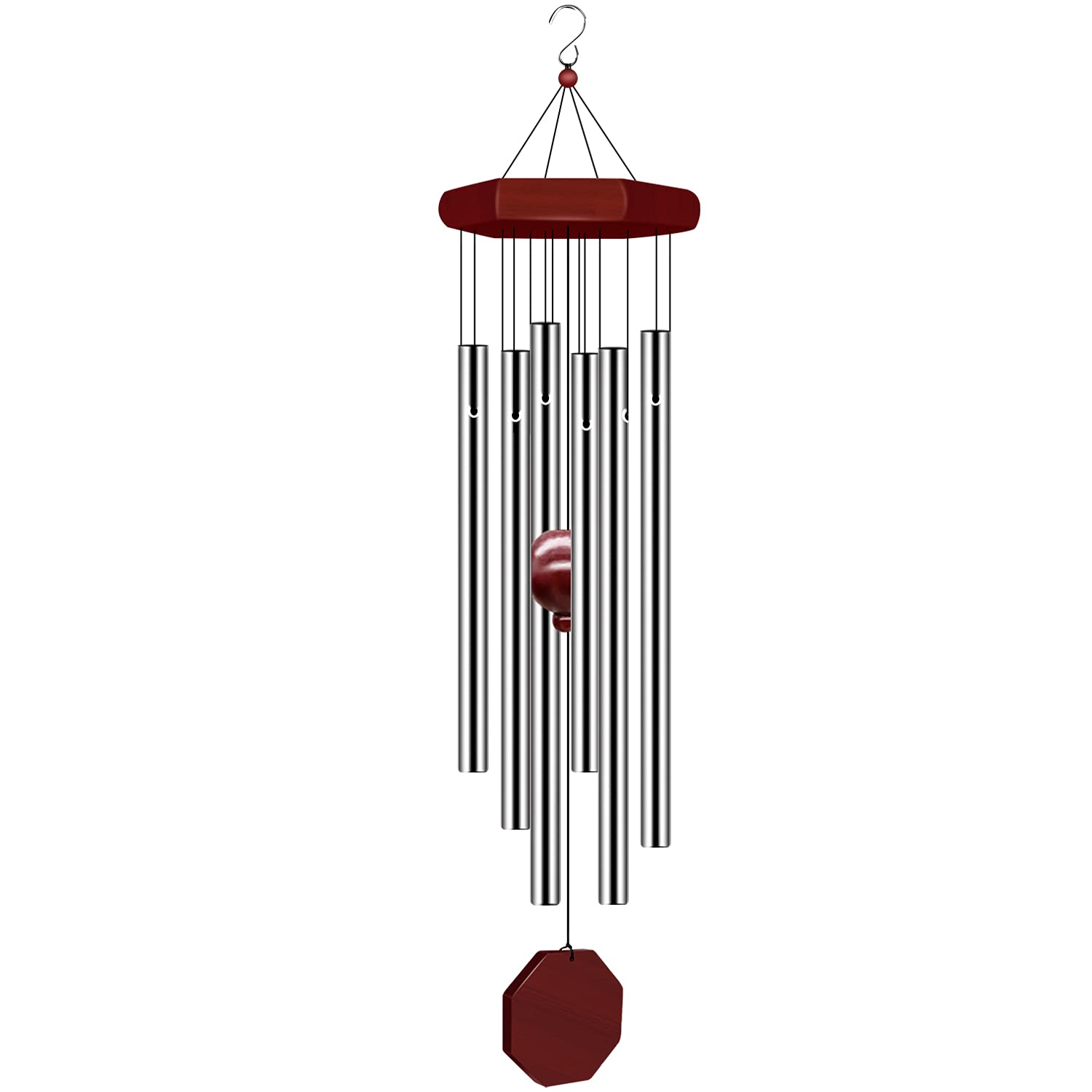 Wind Chimes for Outside, Wind Chimes Outdoor Deep Tone with 6 Metal Tubes and Hook, Memorial Wind Chimes Home Outdoor Decor for Garden, Patio, Yard