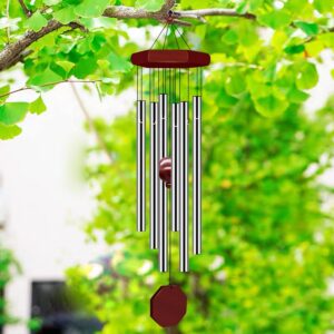 Wind Chimes for Outside, Wind Chimes Outdoor Deep Tone with 6 Metal Tubes and Hook, Memorial Wind Chimes Home Outdoor Decor for Garden, Patio, Yard