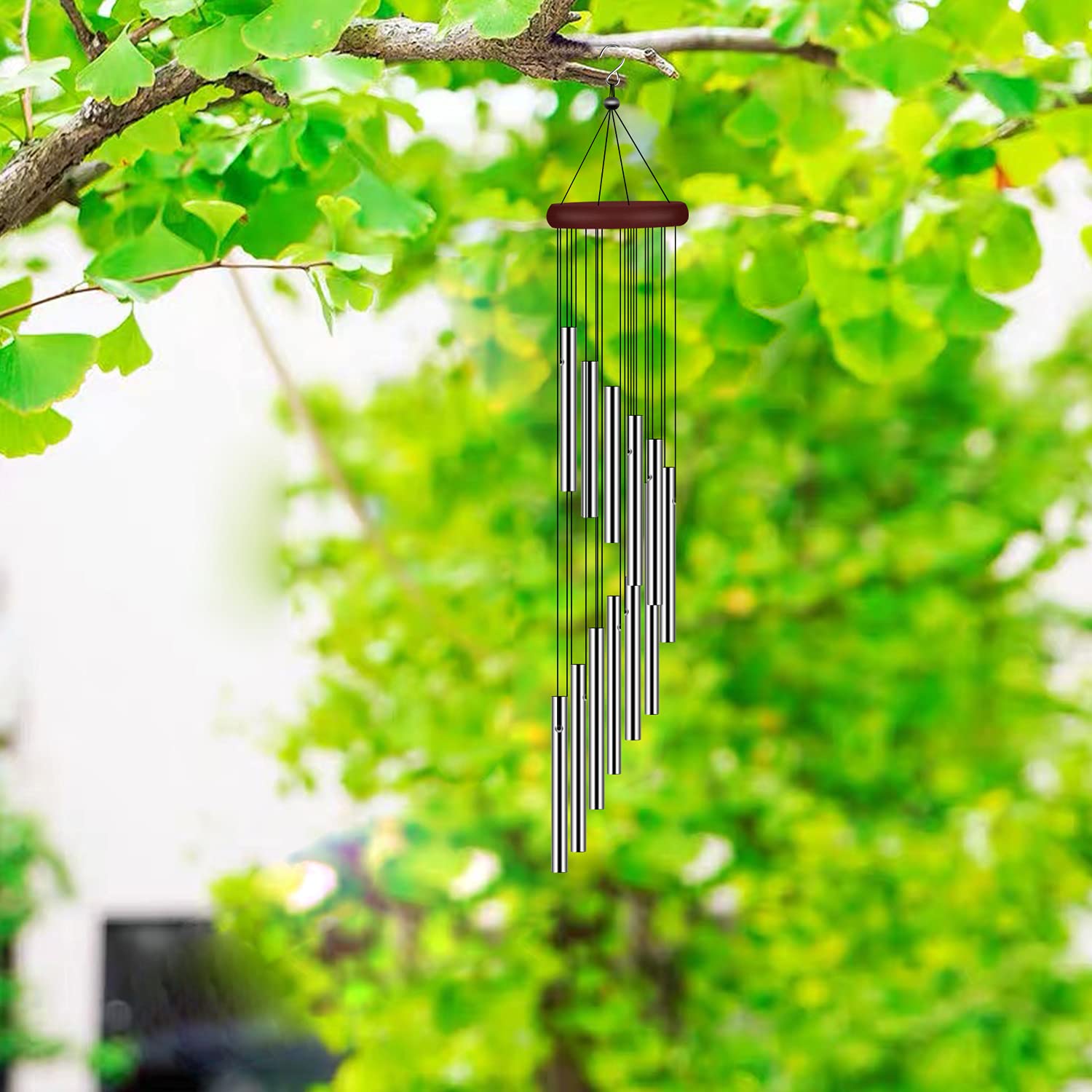 Wind Chimes for Outside, Sympathy Wind Chimes Outdoor Clearance with 12 Aluminum Alloy Tubes and Hook, Memorial Wind Chimes Gift Decoration for Home, Patio, Garden, Outdoor