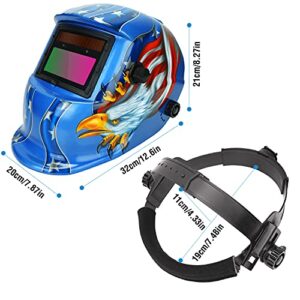 Welding Helmet, Solar Powered Auto Darkening Hood with Adjustable Wide Shade Range 9-13 for Mig Tig Arc Weld Grinding Welder Mask - American Eagle