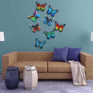 8 Pieces Metal Butterfly Wall Art Decor, 3D Butterfly Hanging Wall Decor Sculpture for Balcony Patio Living Room Garden Outdoor Fence Decoration (Stylish Style)