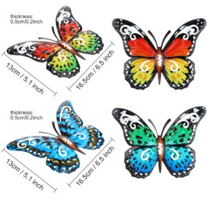 8 Pieces Metal Butterfly Wall Art Decor, 3D Butterfly Hanging Wall Decor Sculpture for Balcony Patio Living Room Garden Outdoor Fence Decoration (Stylish Style)